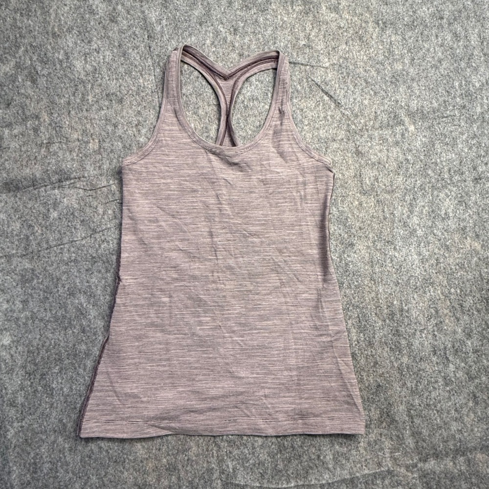 Lululemon Cool Racerback Yoga Tank Top Purple Striped Size 4 6 Athletic Workout